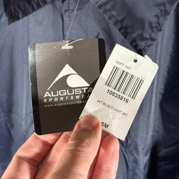 Augusta Sportswear Adult Unisex Small NWT Navy Blue Snap Front Flight Jacket - Picture 5 of 10